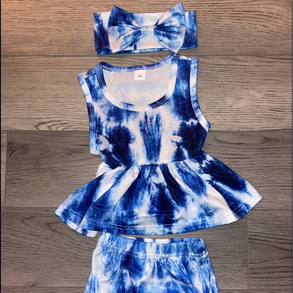 3 piece tie dye baby girl outfit!! Unique🥰